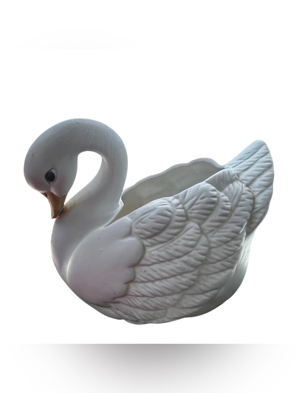 Swan Bisque Ceramic Planter Pattern Matte Homco Country Cottage Granny Core Duck - Picture 3 of 6